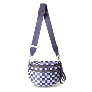 8333 Checkered Crossbody Bag Nylon Bum Bags Spacious Handbags Plus Size